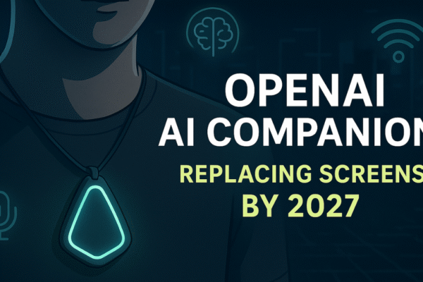 OpenAI AI Companion 2027: Inside the Bold Plan for 100M AI Wearables Person wearing the OpenAI AI Companion 2027 wearable device, representing the future of screenless AI technology.
