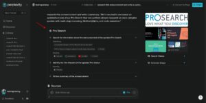 Perplexity AI search interface showing summarized AI answers