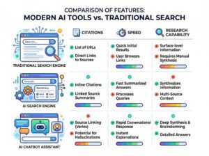AI search tools comparison including Perplexity AI and other assistants