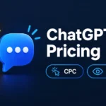 ChatGPT Ads Manager pricing India dashboard showing ₹725 daily minimum, campaign budget, CPC and CPM metrics.