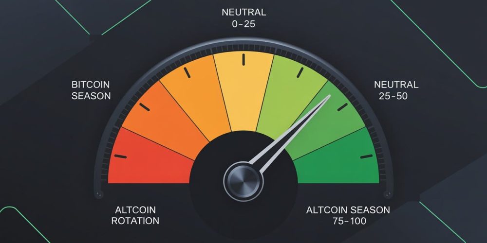 Altcoin season index 2026 chart showing 48/100 reading on March 16, 2026